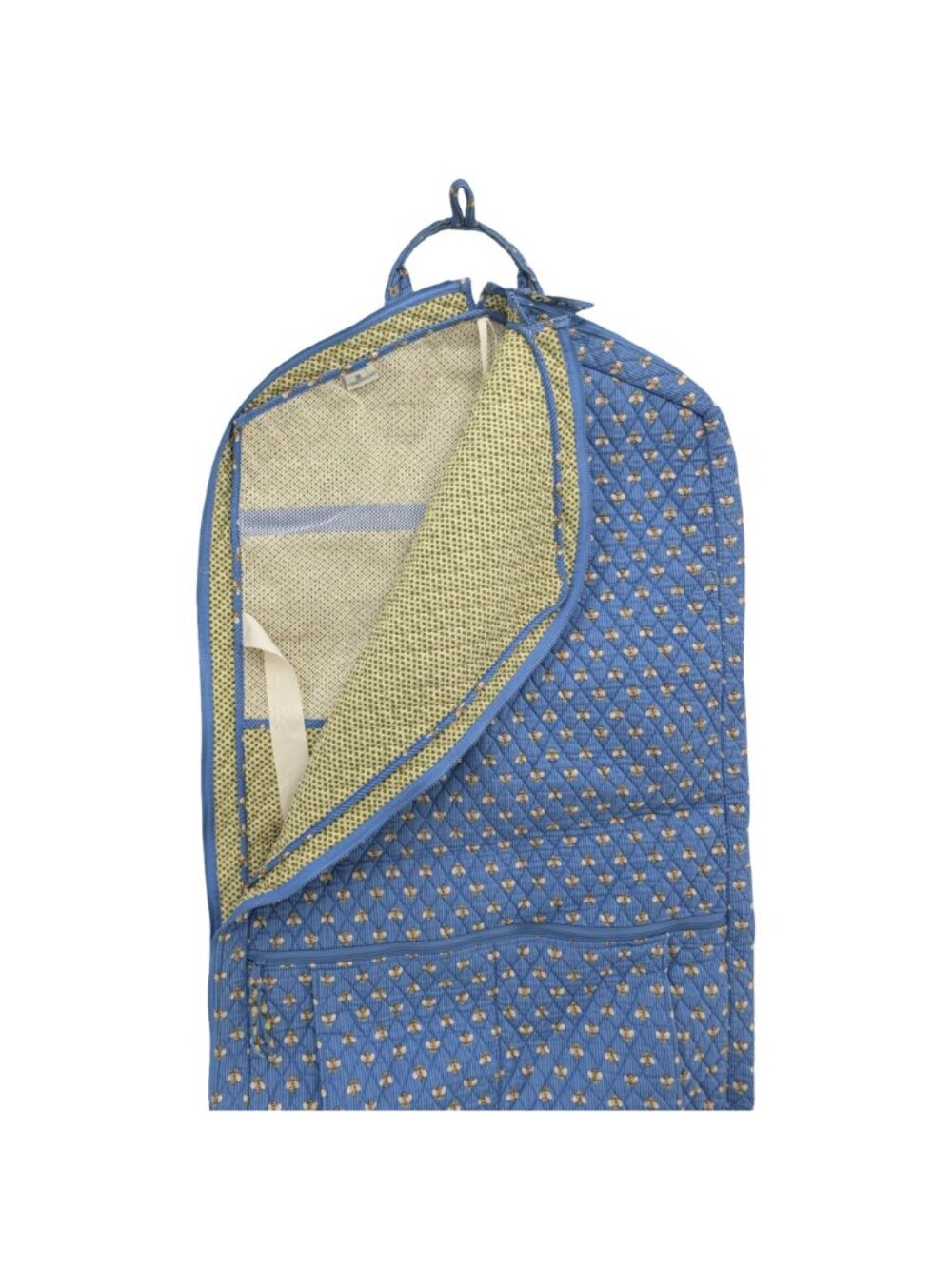 Vtg Vera Bradley Garment Bag Blue Yellow Rose Bumble Bee Print Quilted Cotton - Picture 3 of 13